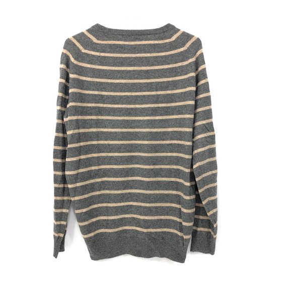 Suitsupply Mens XL Gray Beige Striped Cashmere Wool Pullover Knit Sweater - Picture 5 of 6